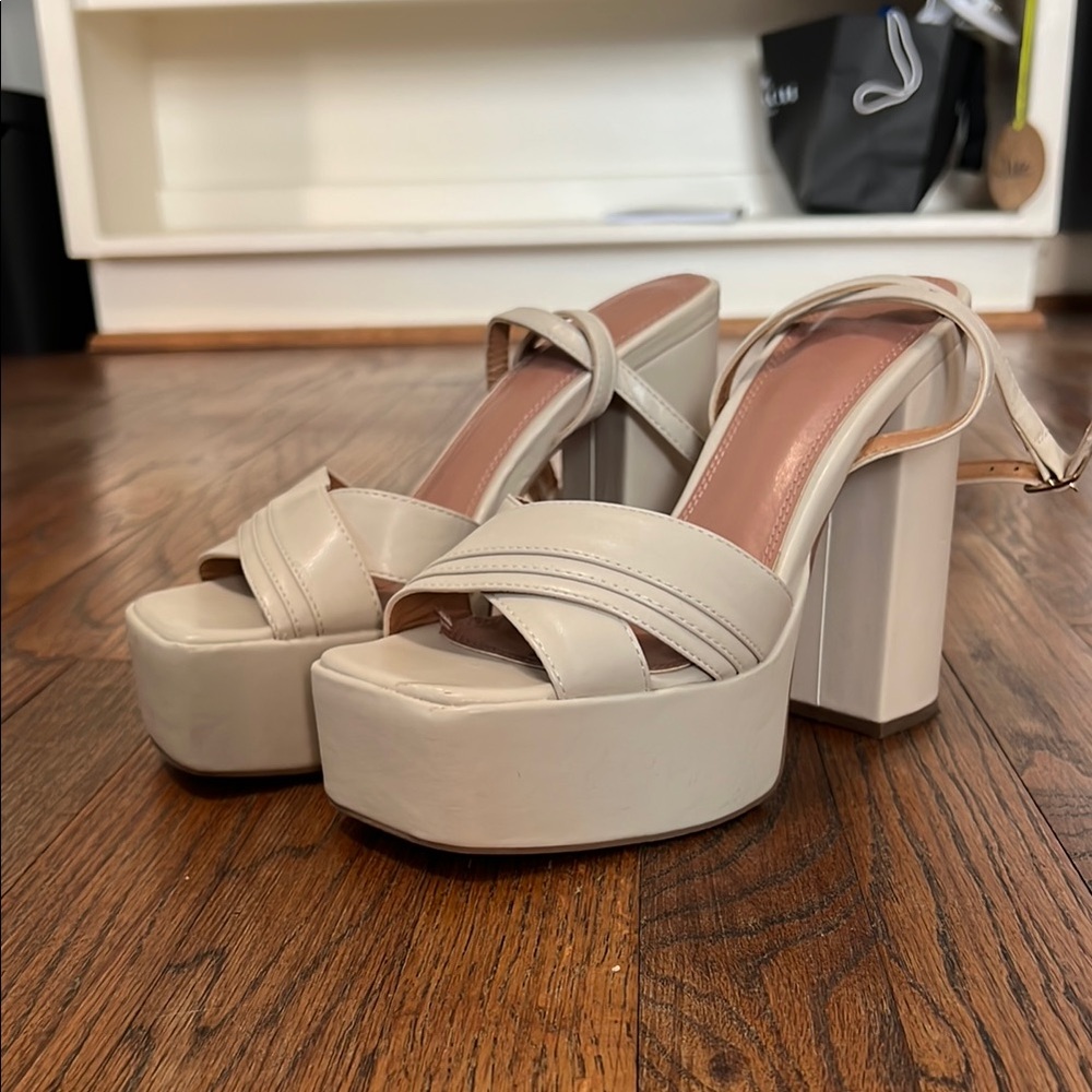 Off White Platform Heels